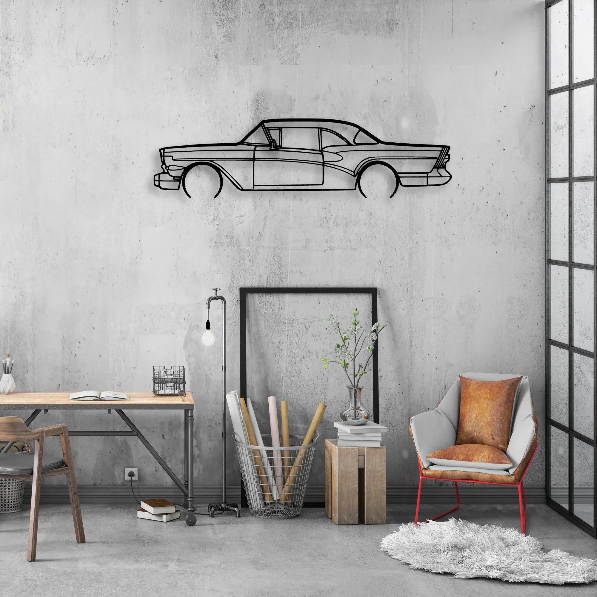 Riv 1957 Classic Silhouette Metal Wall Art - Automotive Garage Decor