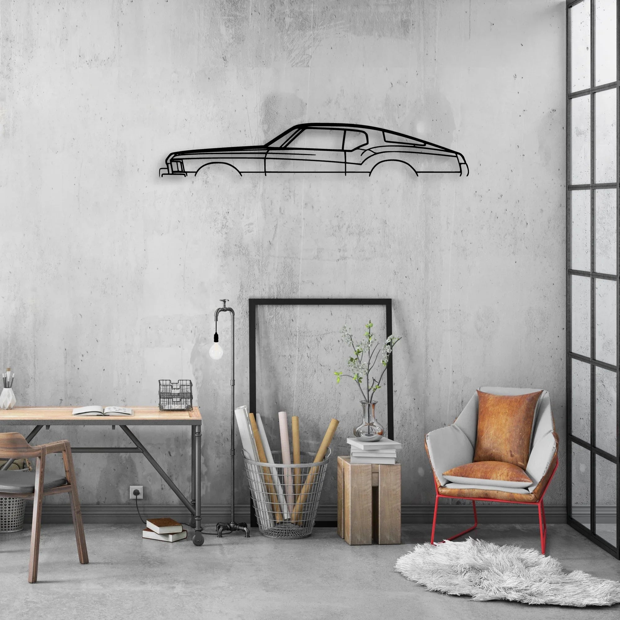 Riv 1973 Classic Silhouette Metal Wall Art - Automotive Garage Decor