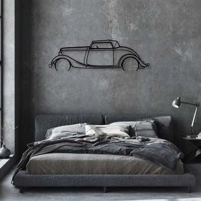 Roadster 1934 Classic Silhouette Metal Wall Art - Automotive Garage Decor