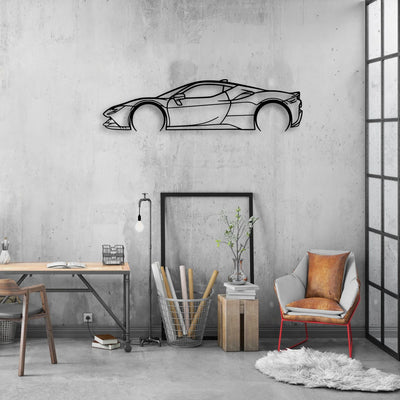 SF90 Stradale 3 Classic Silhouette Metal Wall Art - Automotive Garage Decor