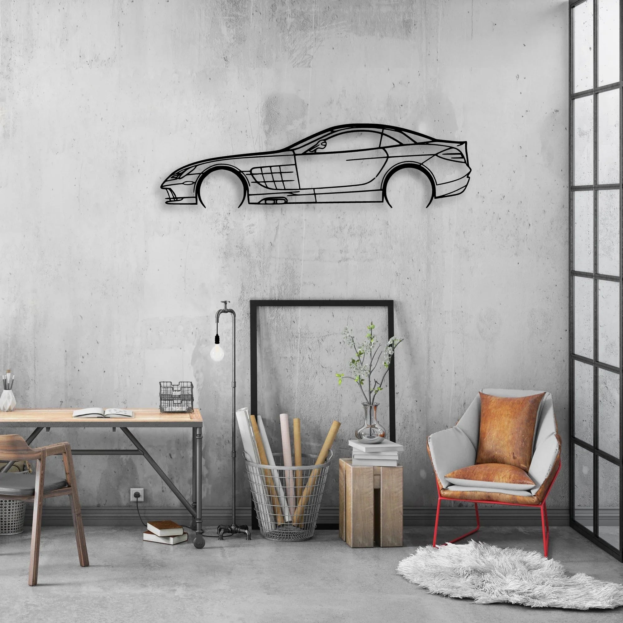 SLR 2008 Classic Silhouette Metal Wall Art - Automotive Garage Decor