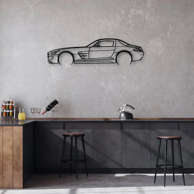 SLS AMG 2011 Classic Silhouette Metal Wall Art - Automotive Garage Decor