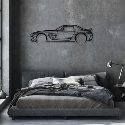 SLS AMG Black Series Classic Silhouette Metal Wall Art - Automotive Garage Decor