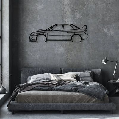 STI GD Classic Silhouette Metal Wall Art - Automotive Garage Decor