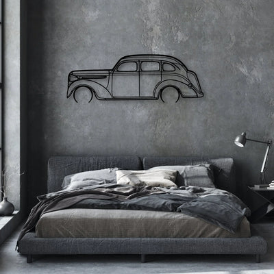 Sedan 1938 Classic Silhouette Metal Wall Art - Automotive Garage Decor