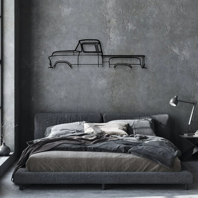 Short bed 3100 1955 Classic Silhouette Metal Wall Art - Automotive Garage Decor