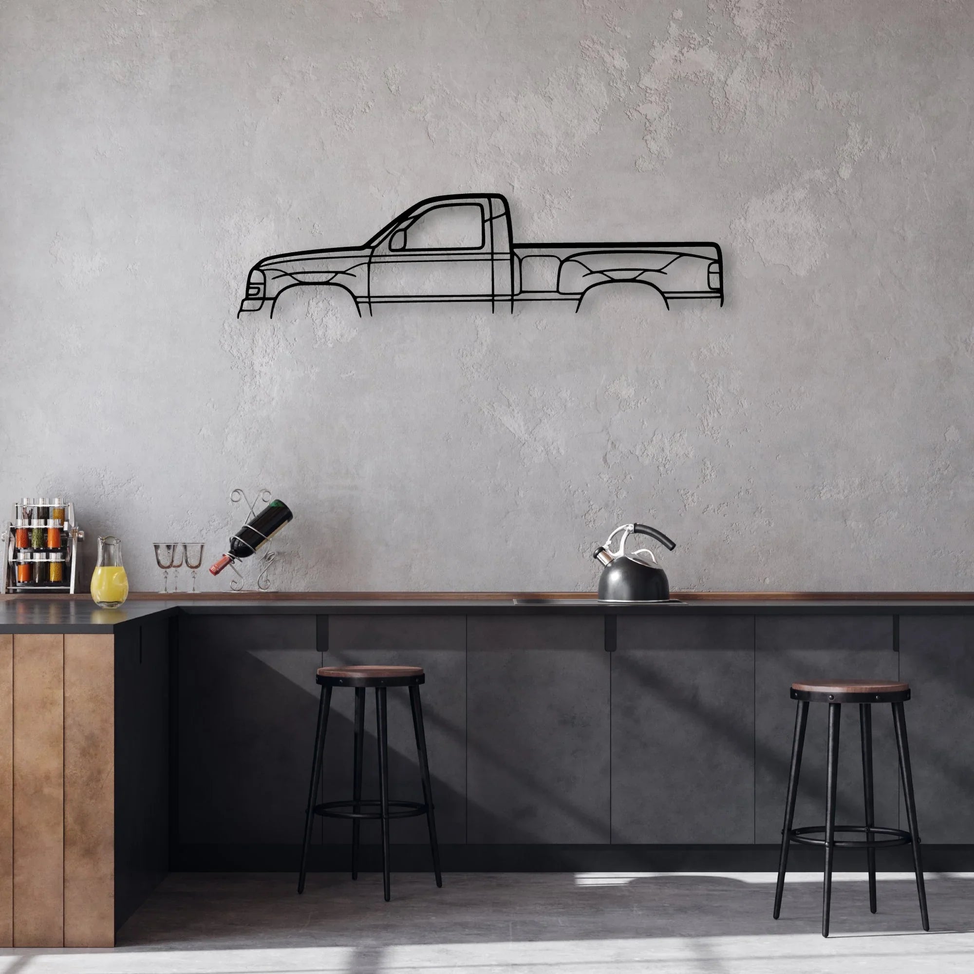 Sierra Single Cab Classic Silhouette Metal Wall Art - Automotive Garage Decor