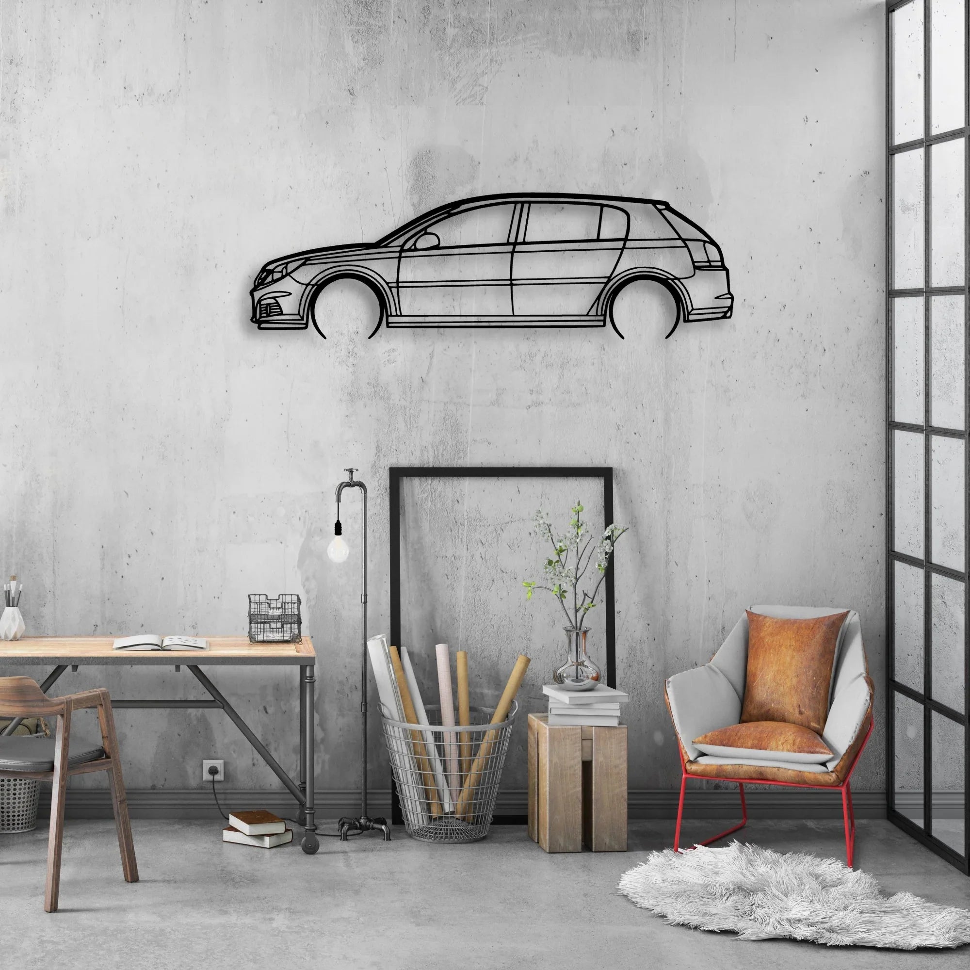 Signum V6 2006 Classic Silhouette Metal Wall Art - Automotive Garage Decor