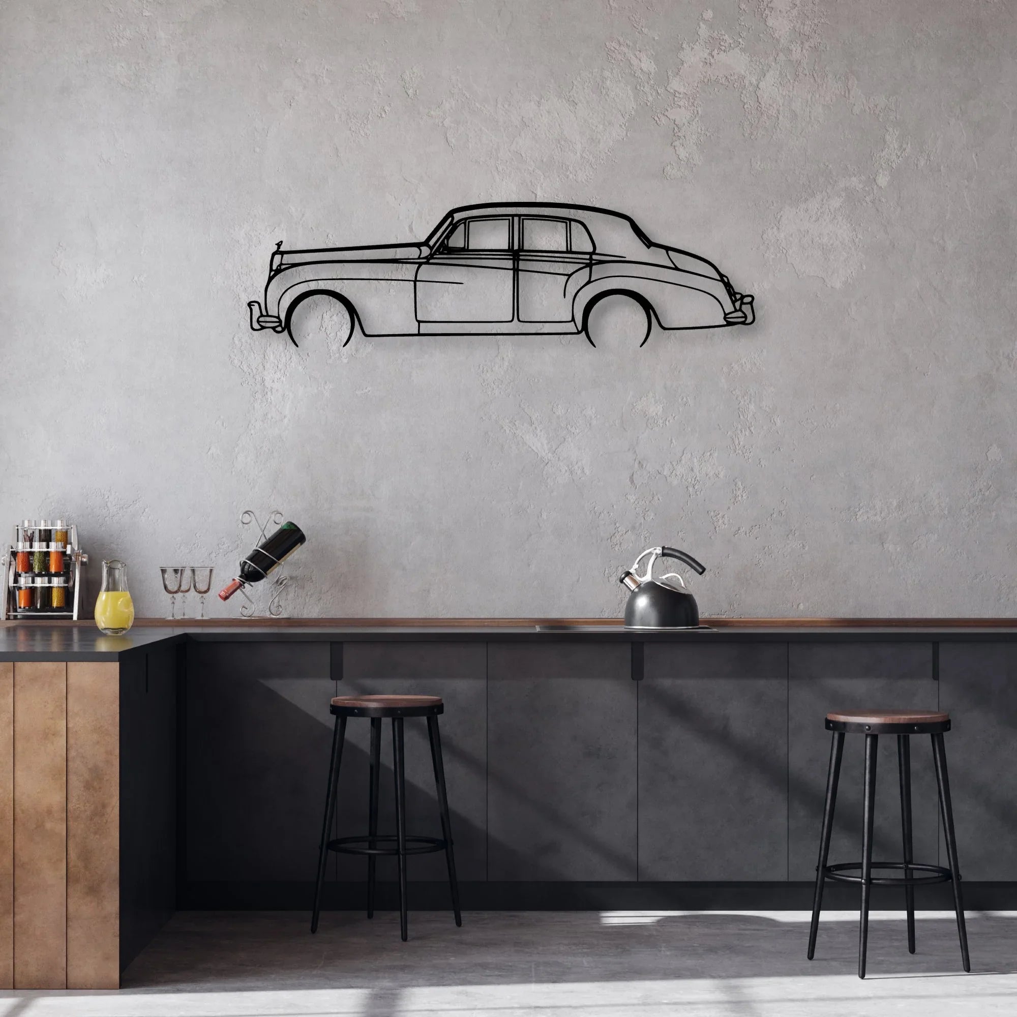 Silver Cloud 2 Classic Silhouette Metal Wall Art - Automotive Garage Decor