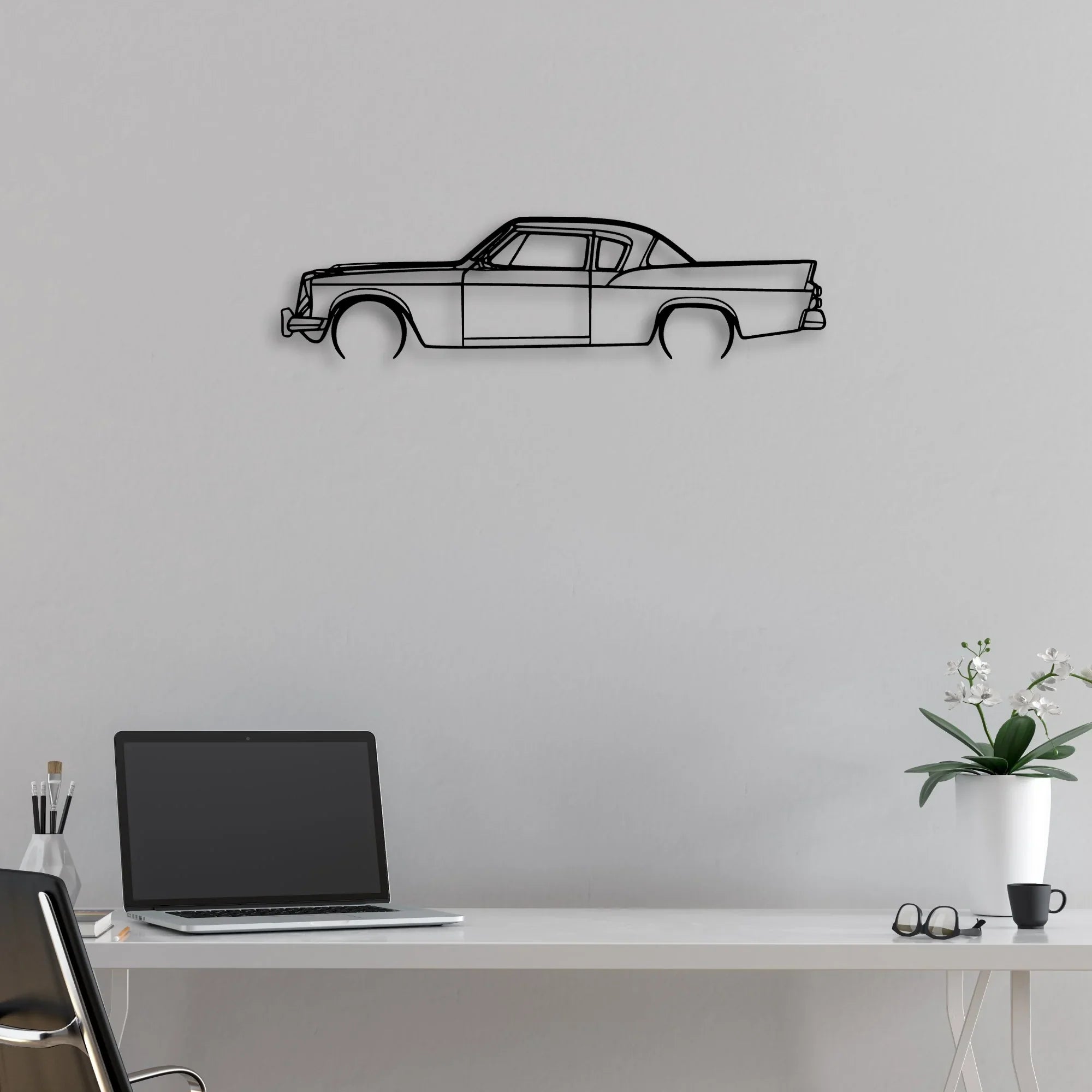 Silverhawk 1957 Classic Silhouette Metal Wall Art - Automotive Garage Decor