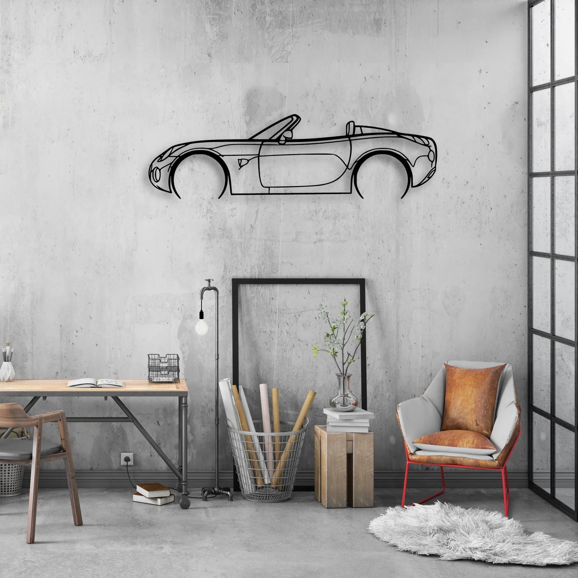 Solstice GXP 2 Classic Silhouette Metal Wall Art - Automotive Garage Decor