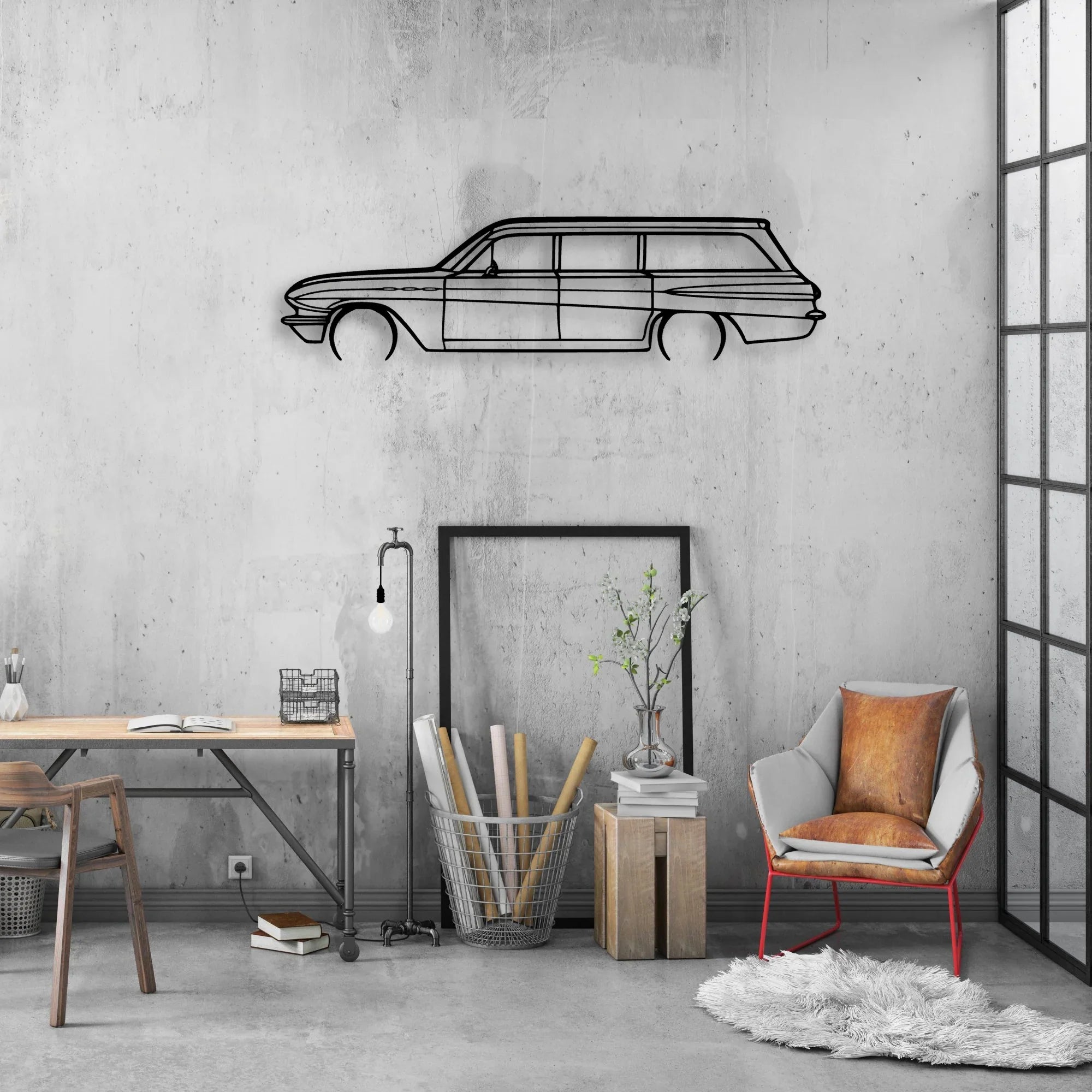 Special Wagon 1962 Classic Silhouette Metal Wall Art - Automotive Garage Decor