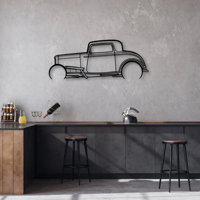 Street Rod 1932 Classic Silhouette Metal Wall Art - Automotive Garage Decor