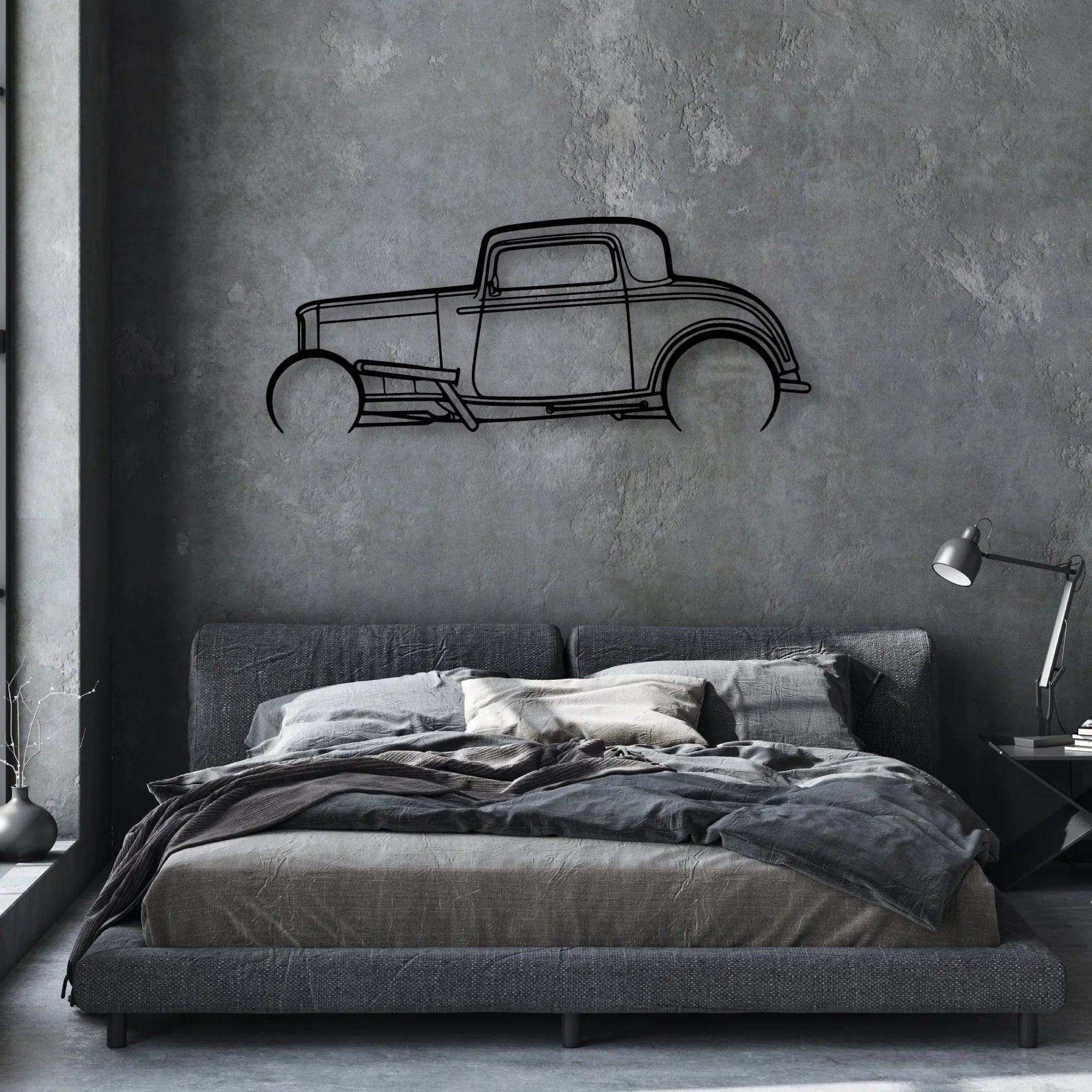 Street Rod 1932 Classic Silhouette Metal Wall Art - Automotive Garage Decor