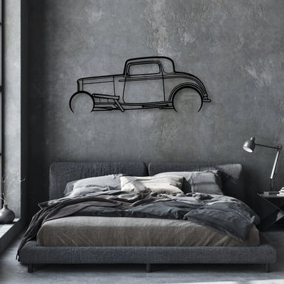 Street Rod 1932 Classic Silhouette Metal Wall Art - Automotive Garage Decor