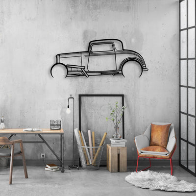 Street Rod 1932 Classic Silhouette Metal Wall Art - Automotive Garage Decor