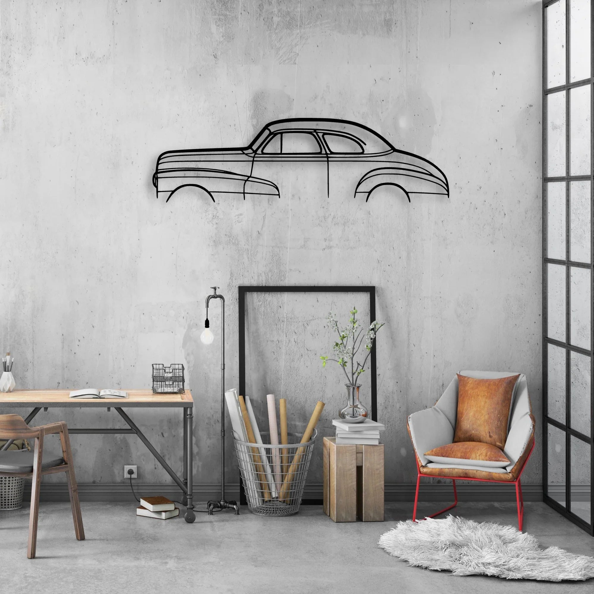 Stylemaster Coupe 1948 Classic Silhouette Metal Wall Art - Automotive Garage Decor