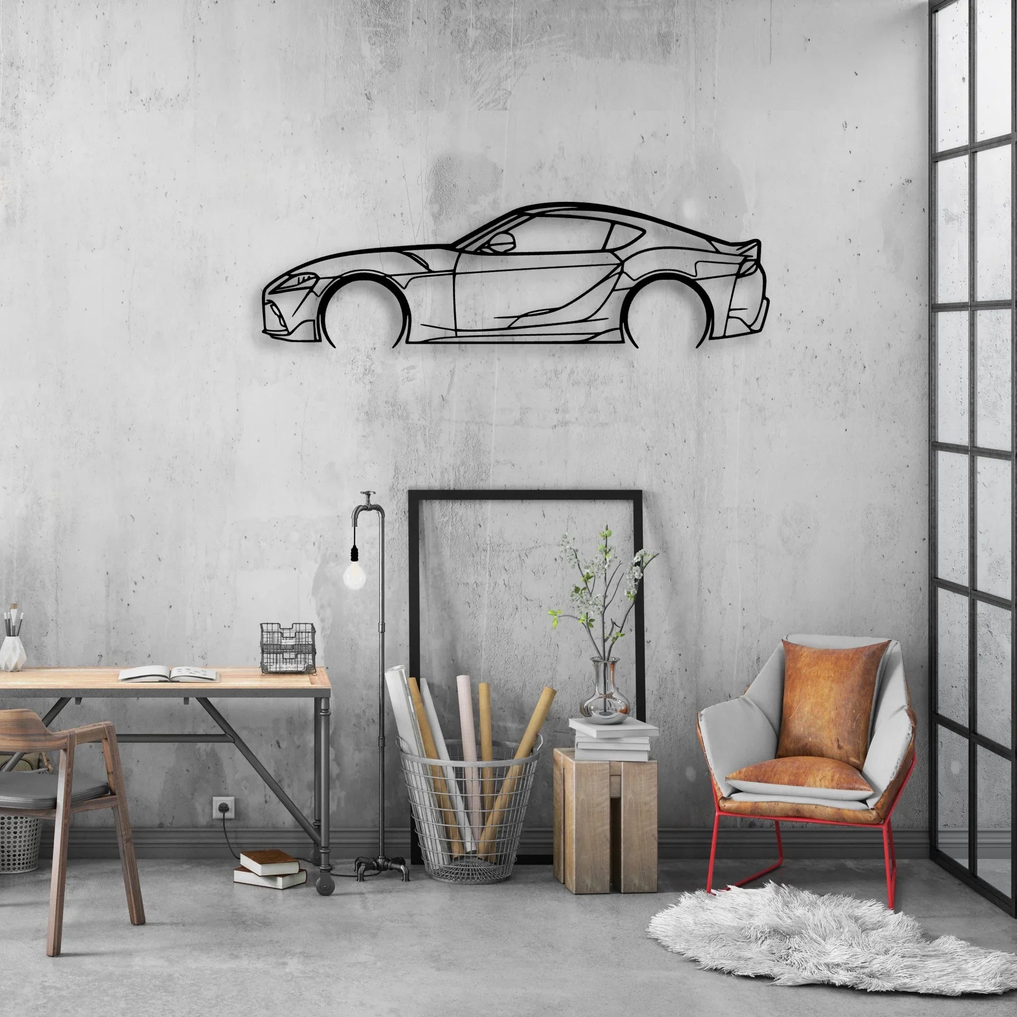 Supra 2021 GR Classic Silhouette Metal Wall Art - Automotive Garage Decor