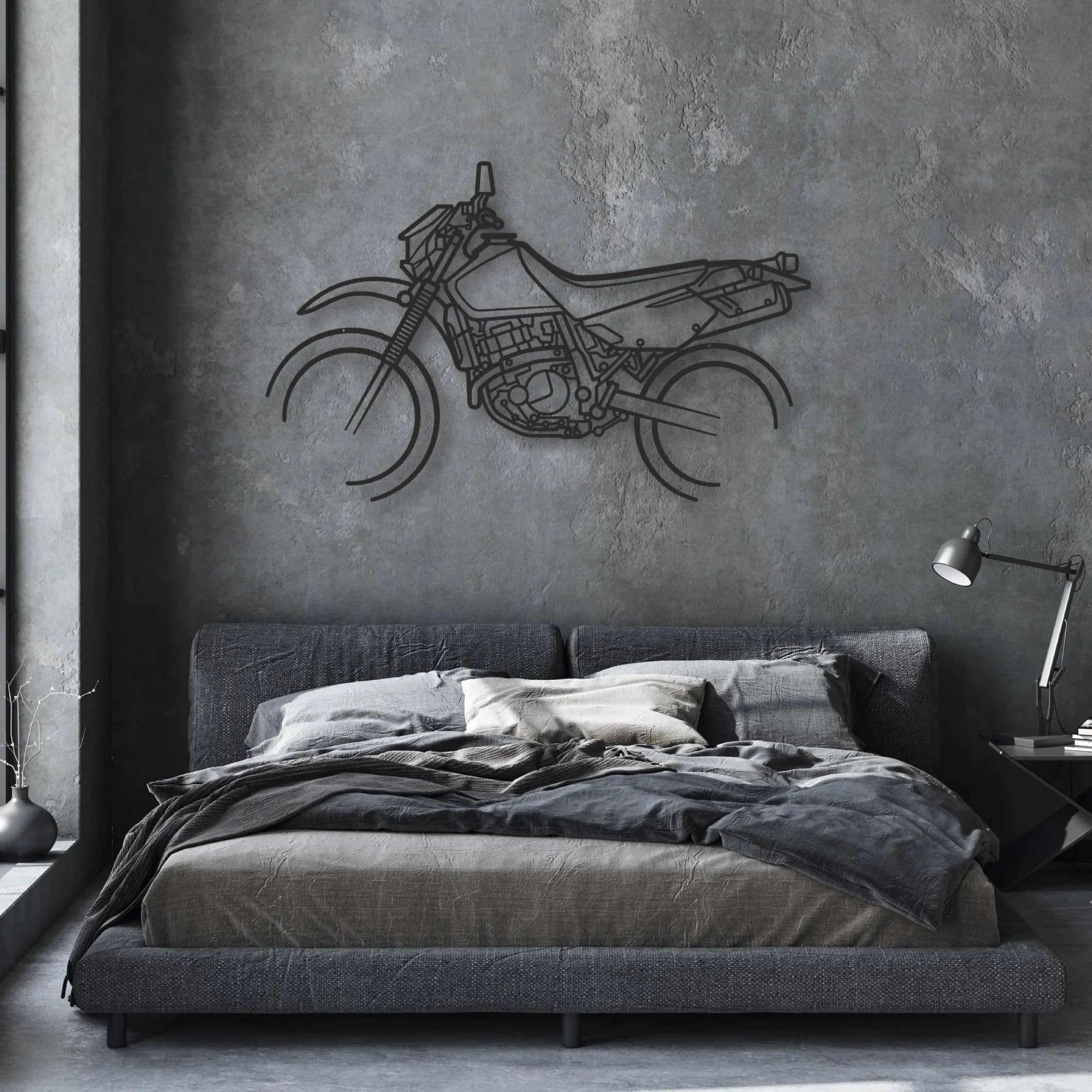 Suzuki DR650 Classic Motorcycle Silhouette Metal Wall Art - Moto Garage Decor
