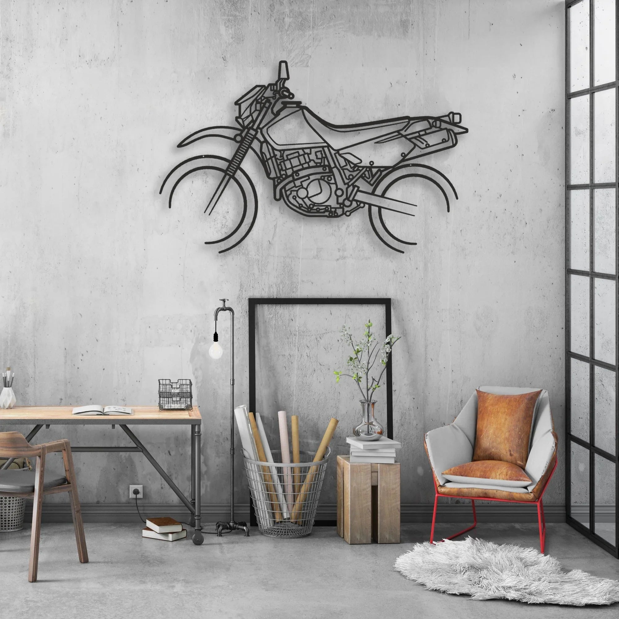 Suzuki DR650 Classic Motorcycle Silhouette Metal Wall Art - Moto Garage Decor