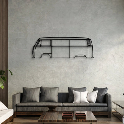T2 Bus 1977 Classic Silhouette Metal Wall Art - Automotive Garage Decor