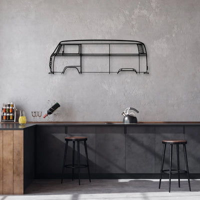 T2 Bus 1977 Classic Silhouette Metal Wall Art - Automotive Garage Decor