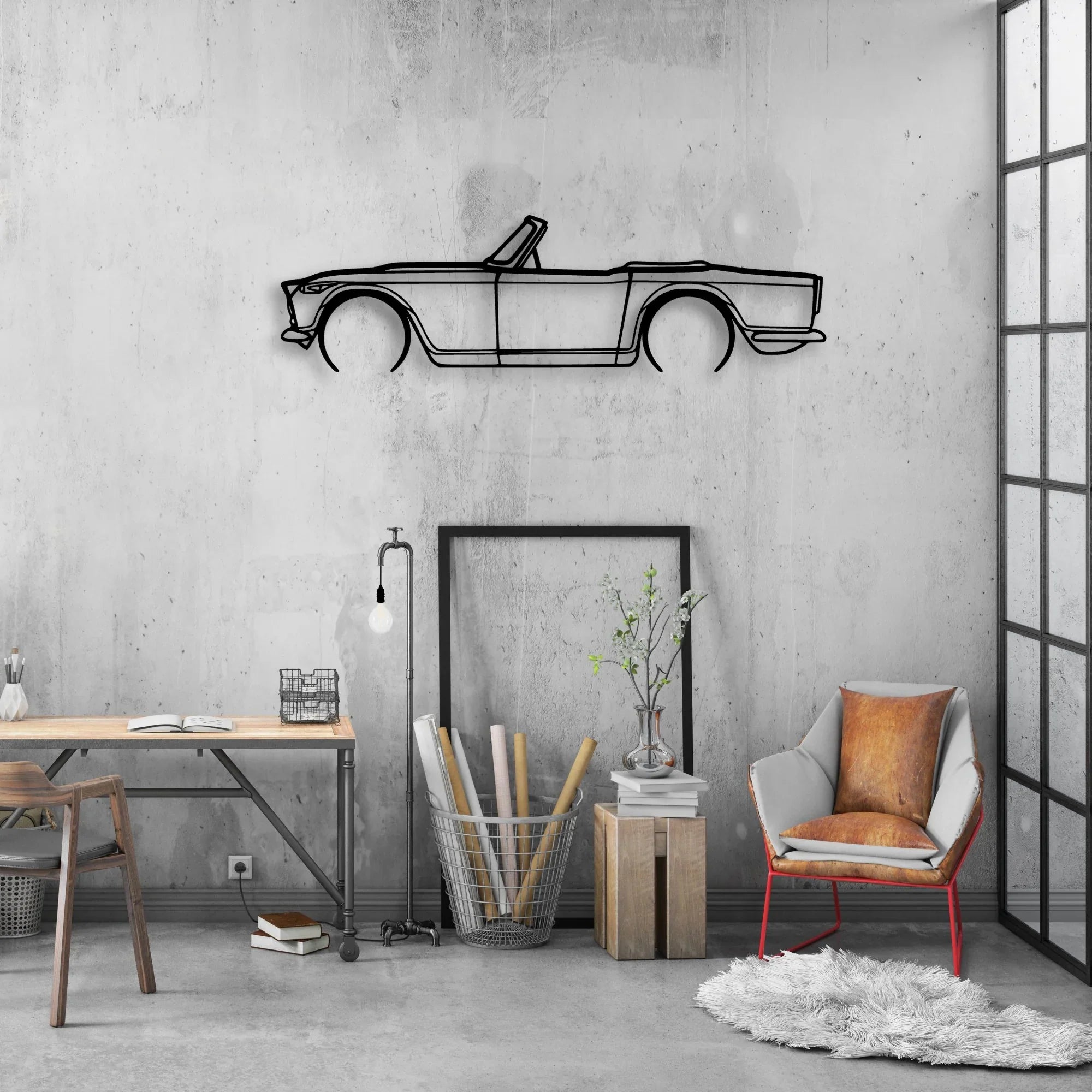 TR4A IRS 2 Classic Silhouette Metal Wall Art - Automotive Garage Decor
