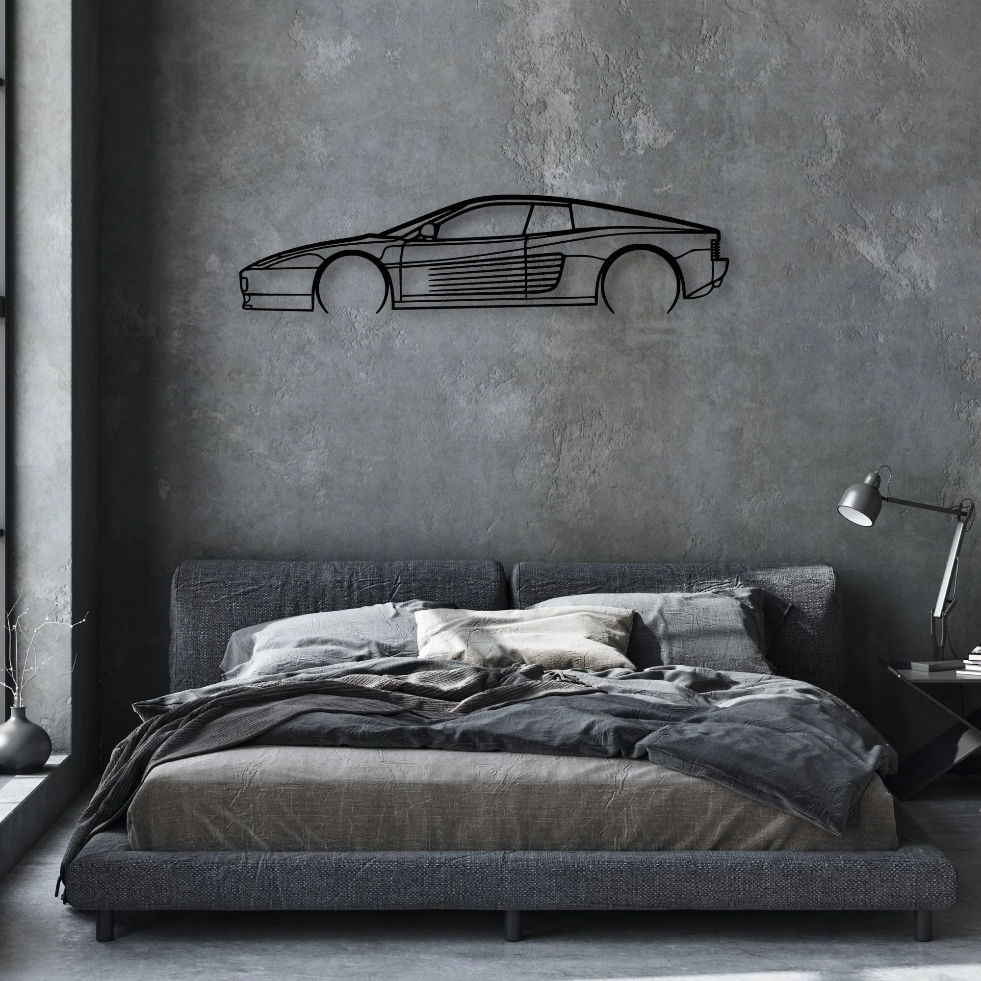 Testarossa 2 Classic Silhouette Metal Wall Art - Automotive Garage Decor