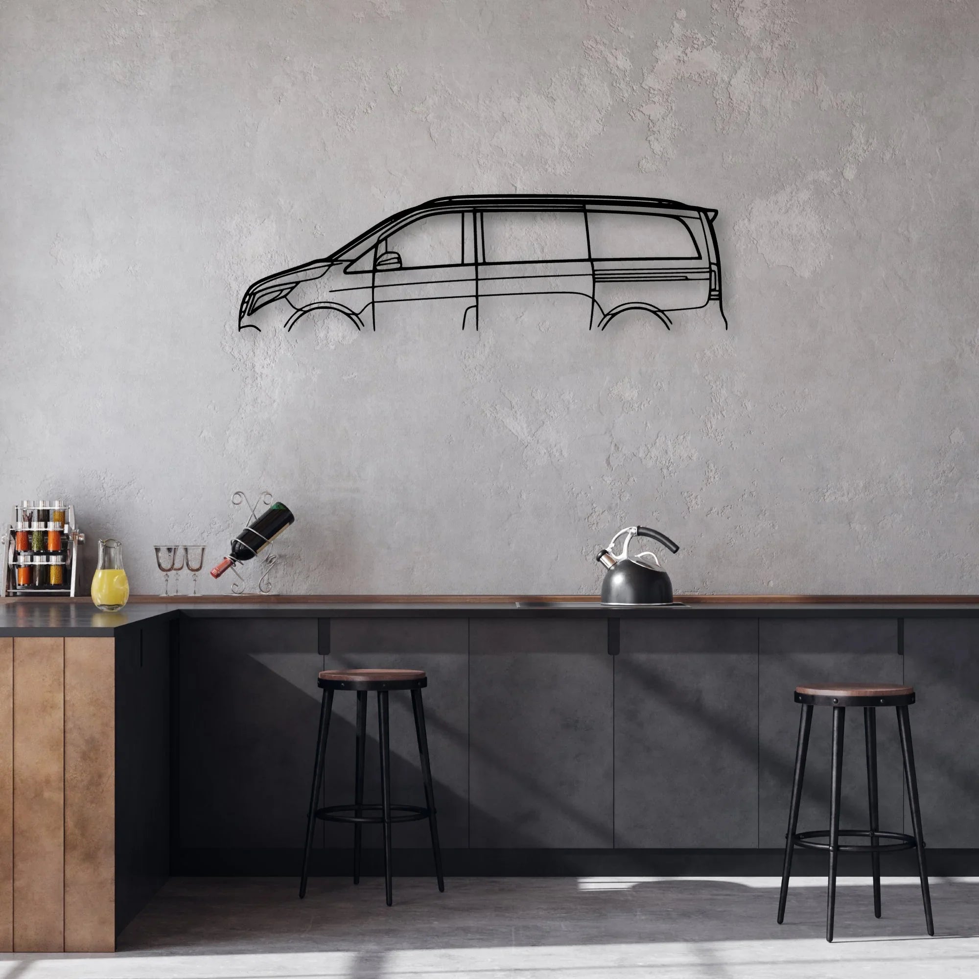 V Class 2017 Classic Silhouette Metal Wall Art - Automotive Garage Decor