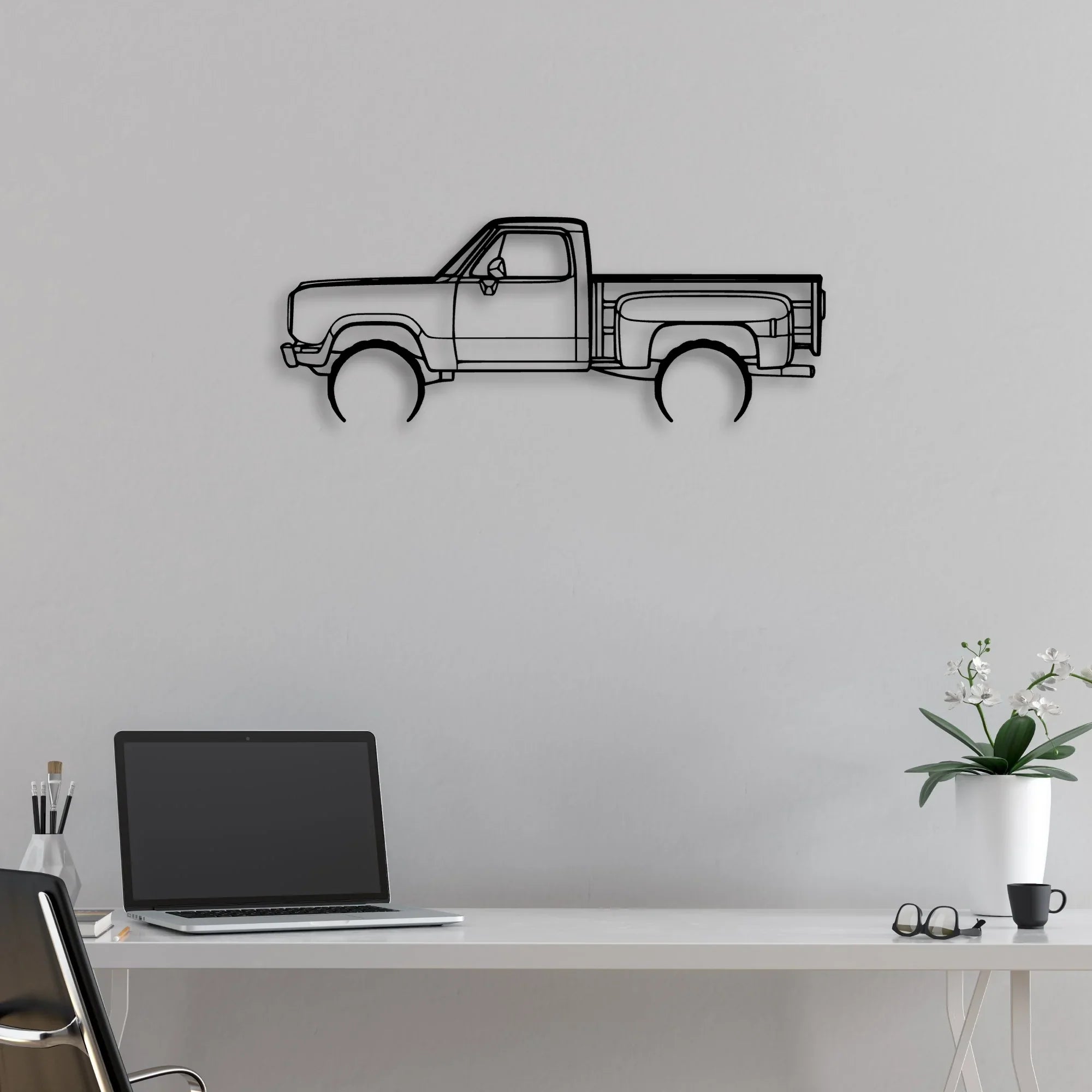 W150 Stepside 1977 Classic Silhouette Metal Wall Art - Automotive Garage Decor