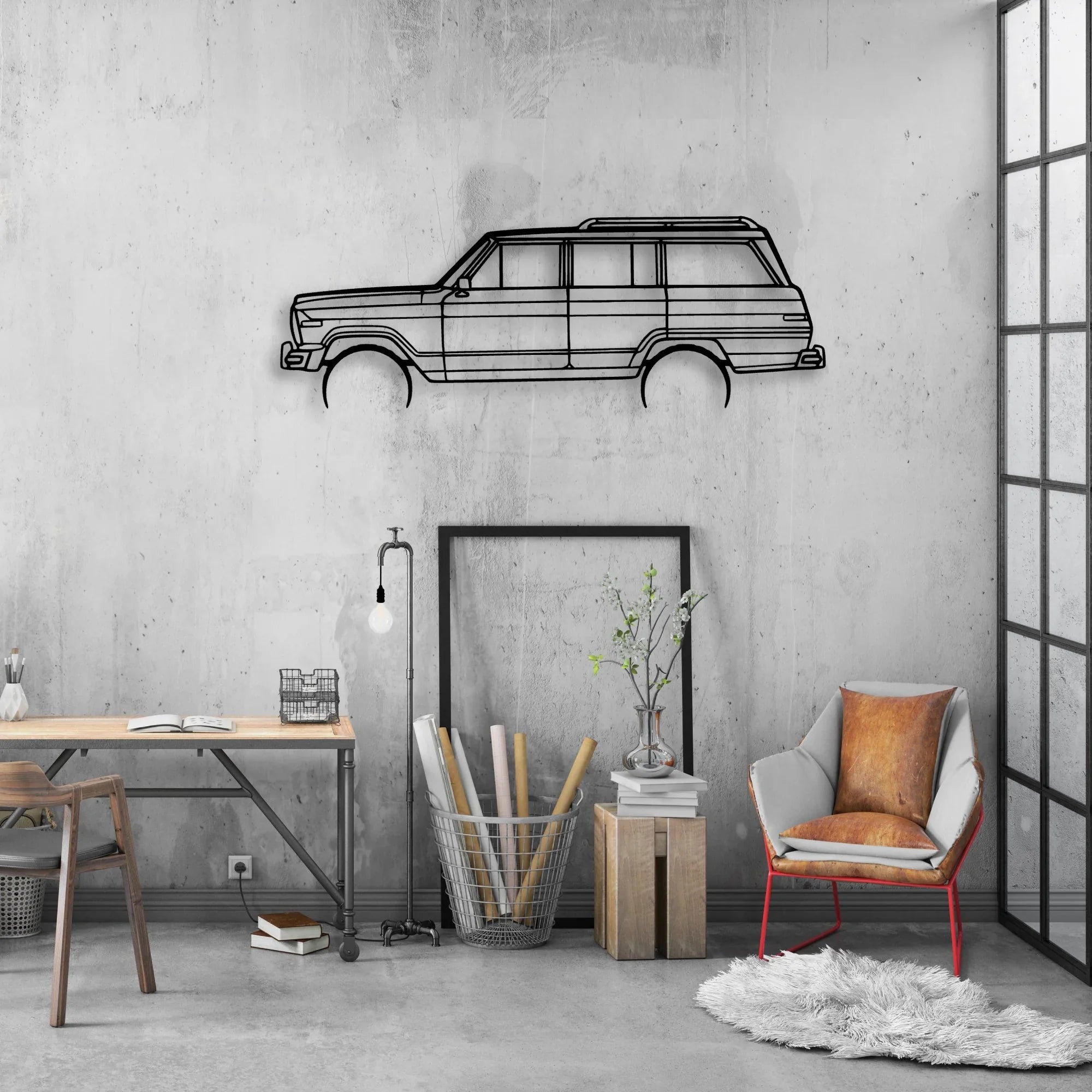 Wagoneer 1986 Classic Silhouette Metal Wall Art - Automotive Garage Decor