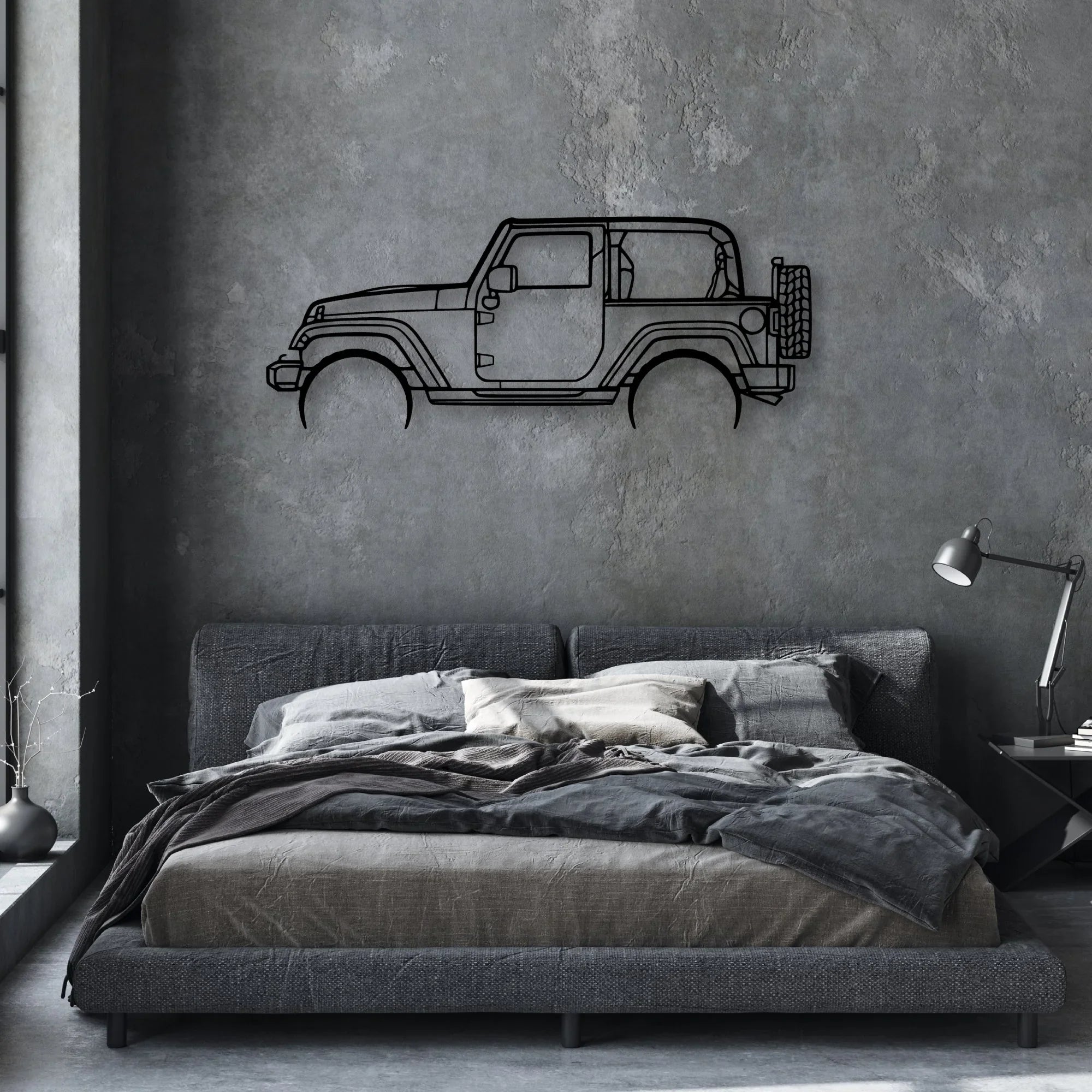 Wrangler 2 Door Classic Silhouette Metal Wall Art - Automotive Garage Decor