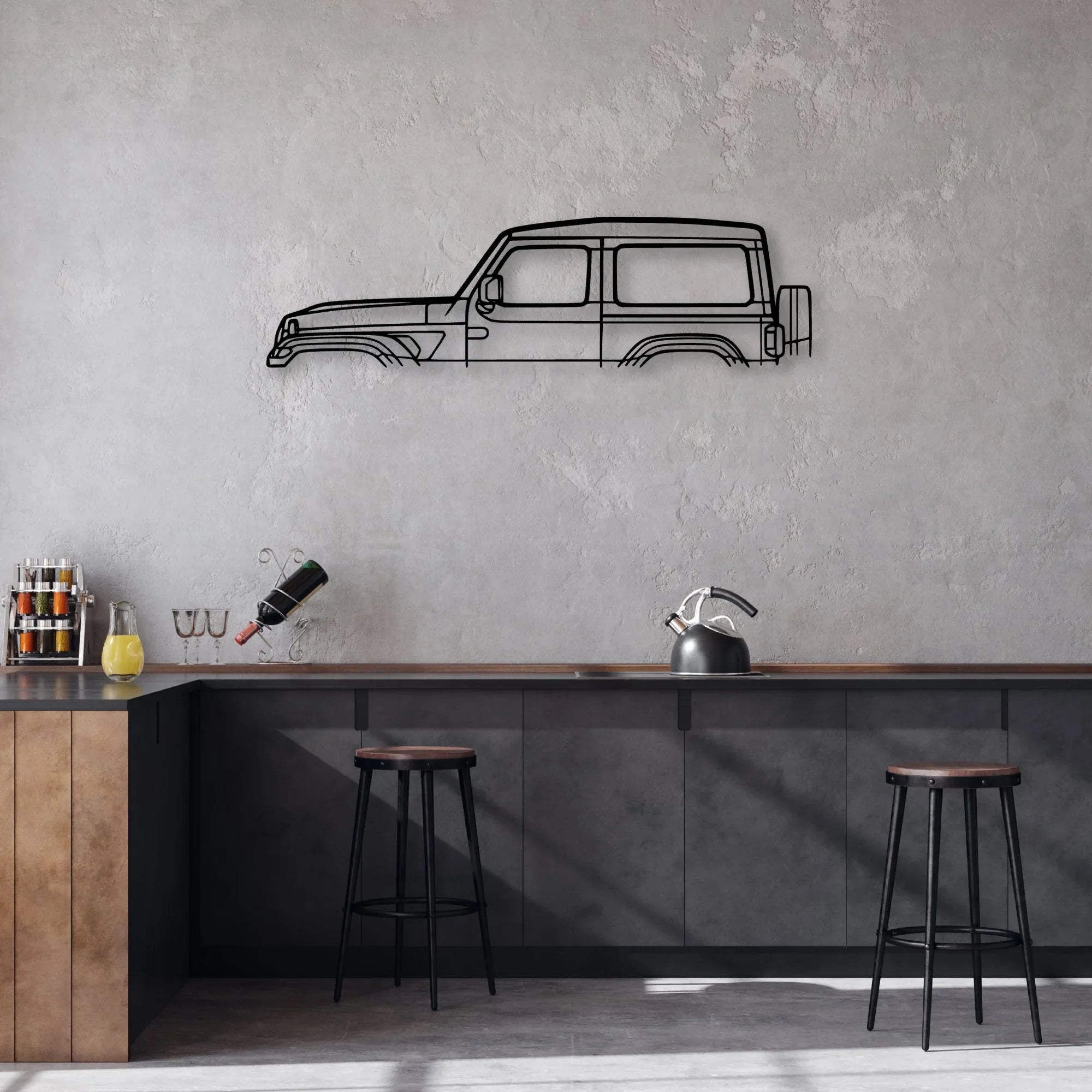 Wrangler JL 2020 Classic Silhouette Metal Wall Art - Automotive Garage Decor