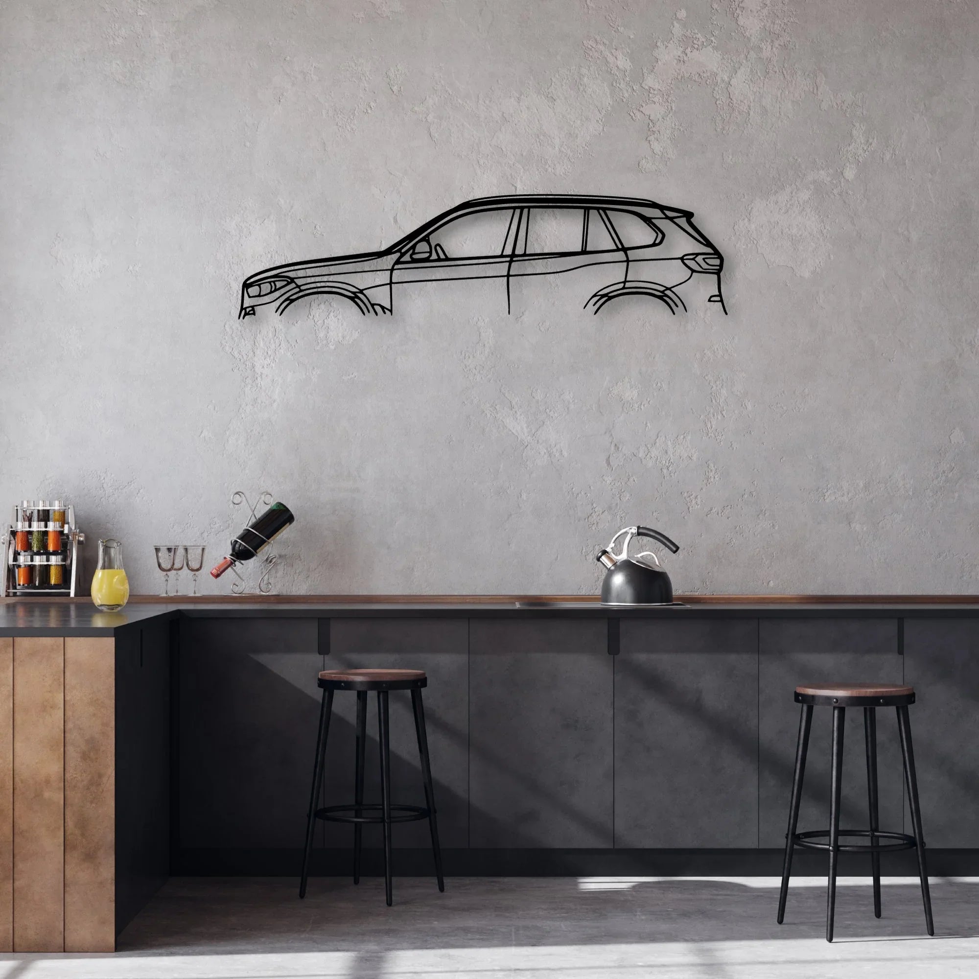 X5 2019 Classic Silhouette Metal Wall Art - Automotive Garage Decor