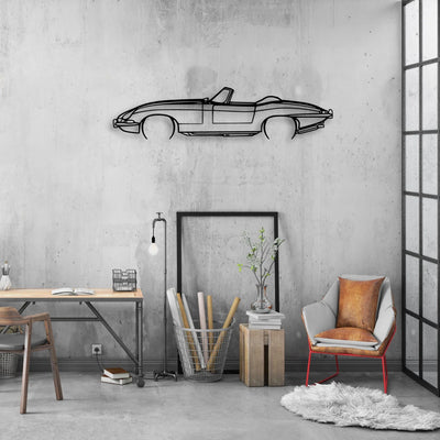 XKE Convertible 1967 Classic Silhouette Metal Wall Art - Automotive Garage Decor