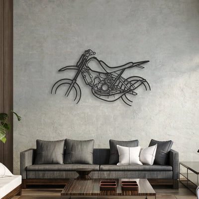 Yamaha DT50 Classic Motorcycle Silhouette Metal Wall Art - Moto Garage Decor