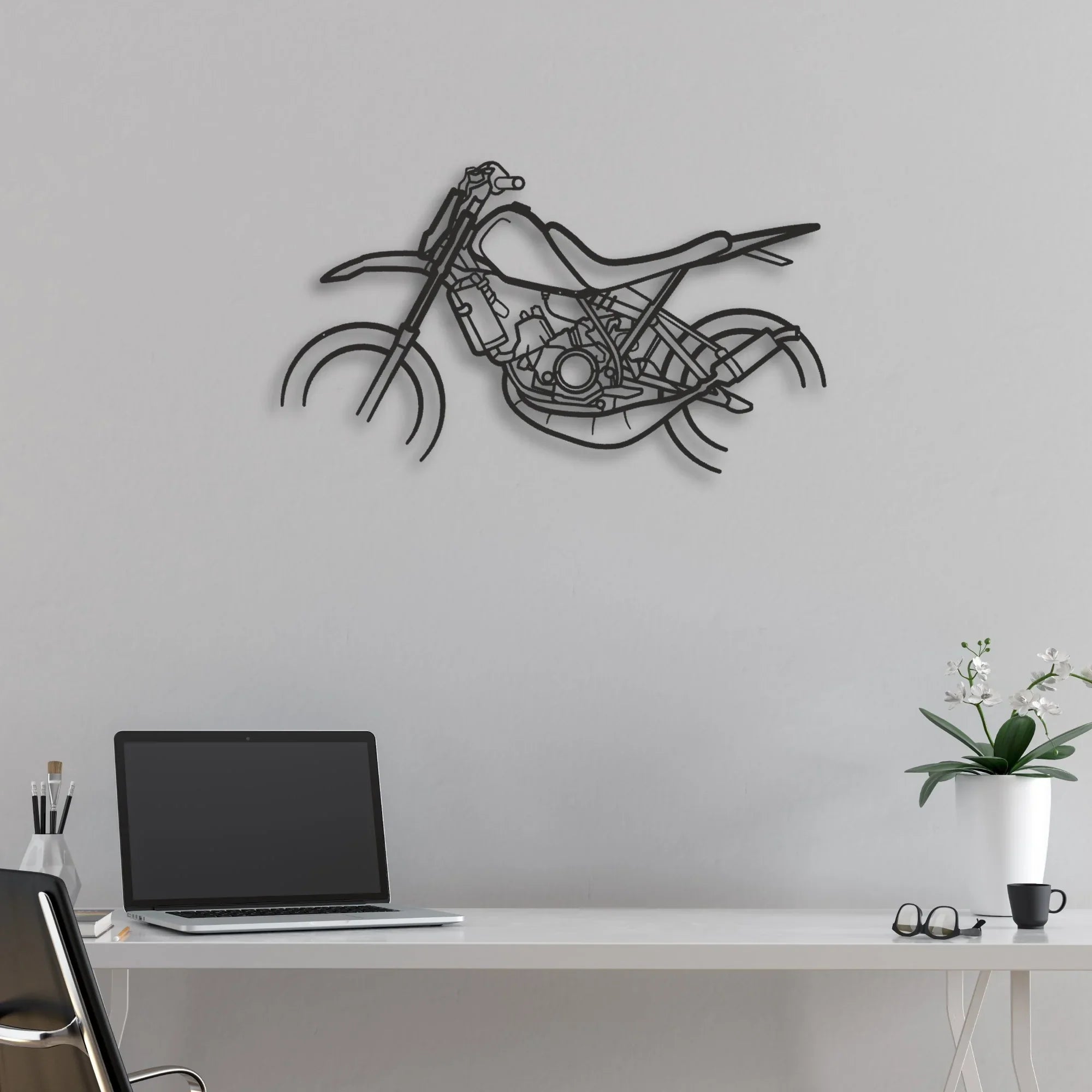Yamaha DT50 Classic Motorcycle Silhouette Metal Wall Art - Moto Garage Decor