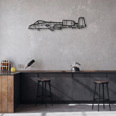 A10 Thunderbolt 2 Classic Aircraft Silhouette Metal Wall Art - Aviation Hangar Decor