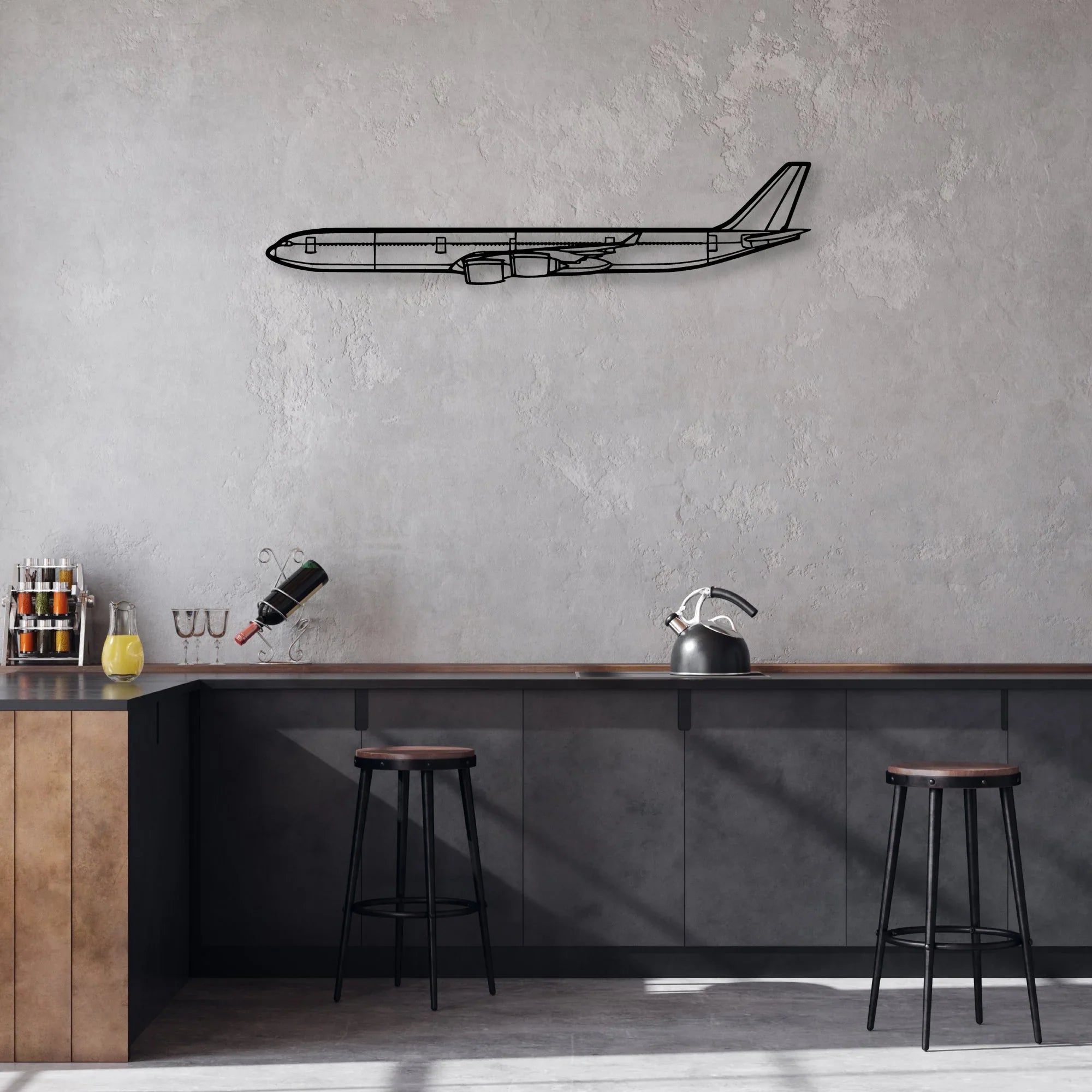A340 600 2 Classic Aircraft Silhouette Metal Wall Art - Aviation Hangar Decor