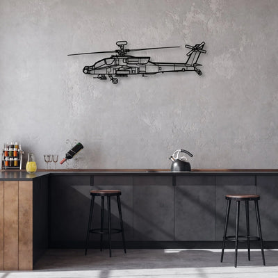 AH-64D Apache 2 Classic Aircraft Silhouette Metal Wall Art - Aviation Hangar Decor