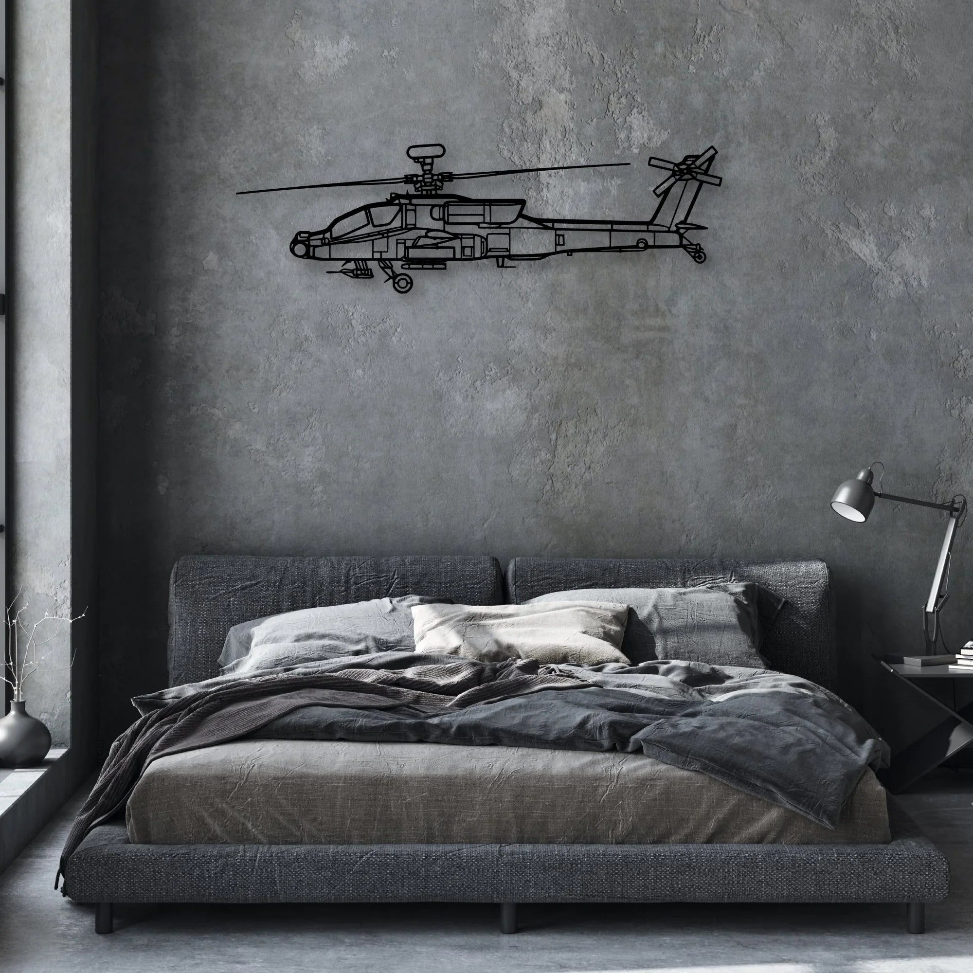 AH-64D Apache 2 Classic Aircraft Silhouette Metal Wall Art - Aviation Hangar Decor