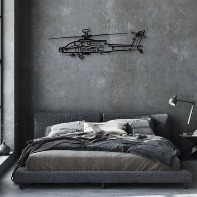 AH-64D Apache 2 Classic Aircraft Silhouette Metal Wall Art - Aviation Hangar Decor