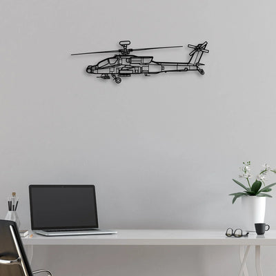 AH-64D Apache 2 Classic Aircraft Silhouette Metal Wall Art - Aviation Hangar Decor