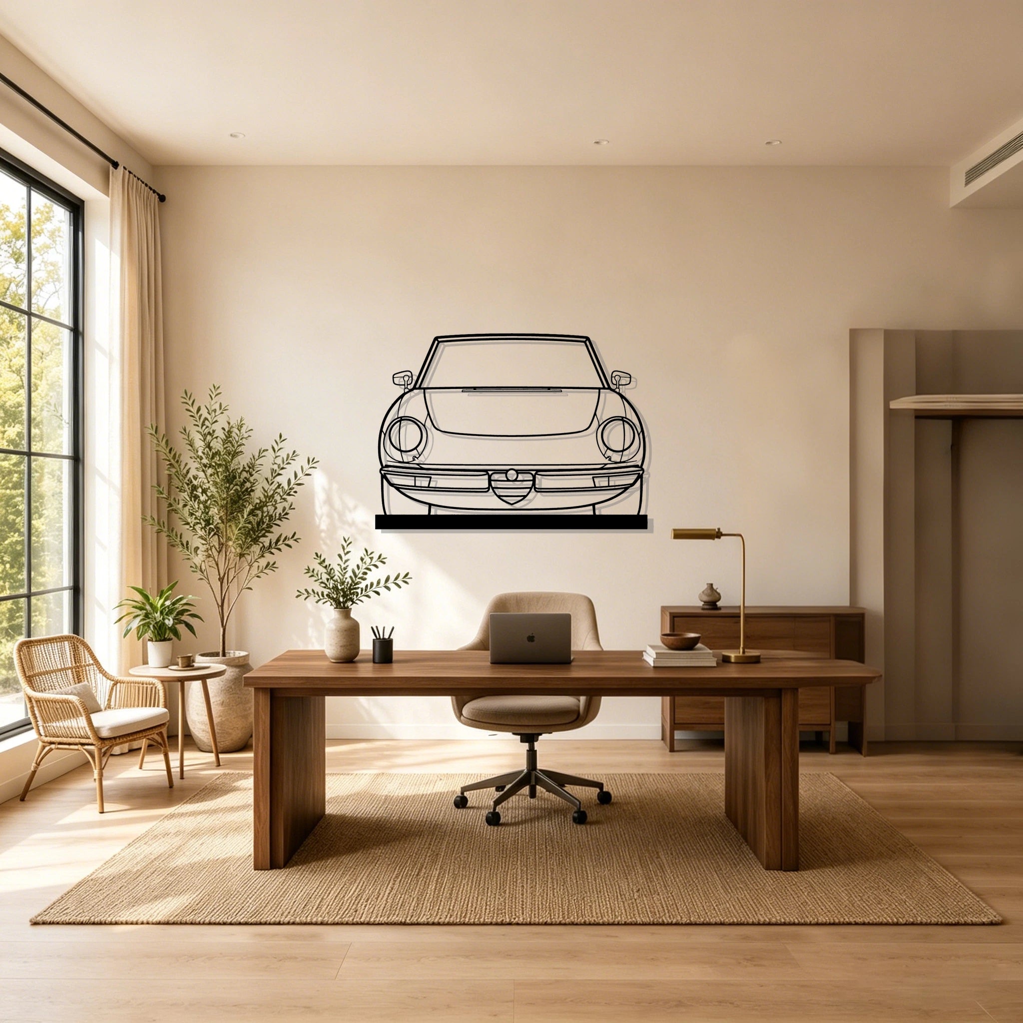Alfa Spider Front Silhouette Metal Art Stand - Classic Car Garage Decor