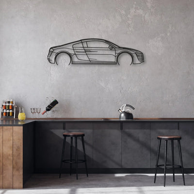 audi r8 v10 Classic Silhouette Metal Wall Art - Automotive Garage Decor