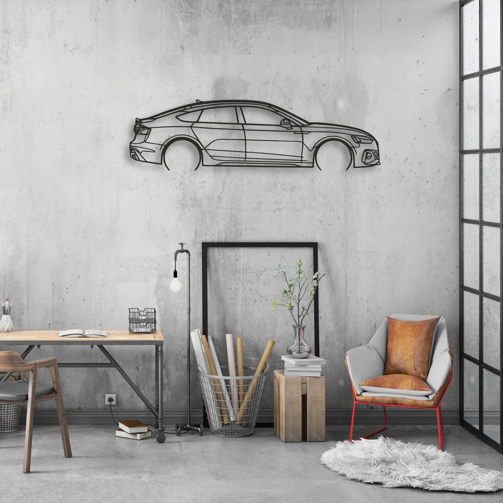 audi rs5 Classic Silhouette Metal Wall Art - Automotive Garage Decor