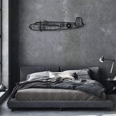 B-25H 2 Classic Aircraft Silhouette Metal Wall Art - Aviation Hangar Decor