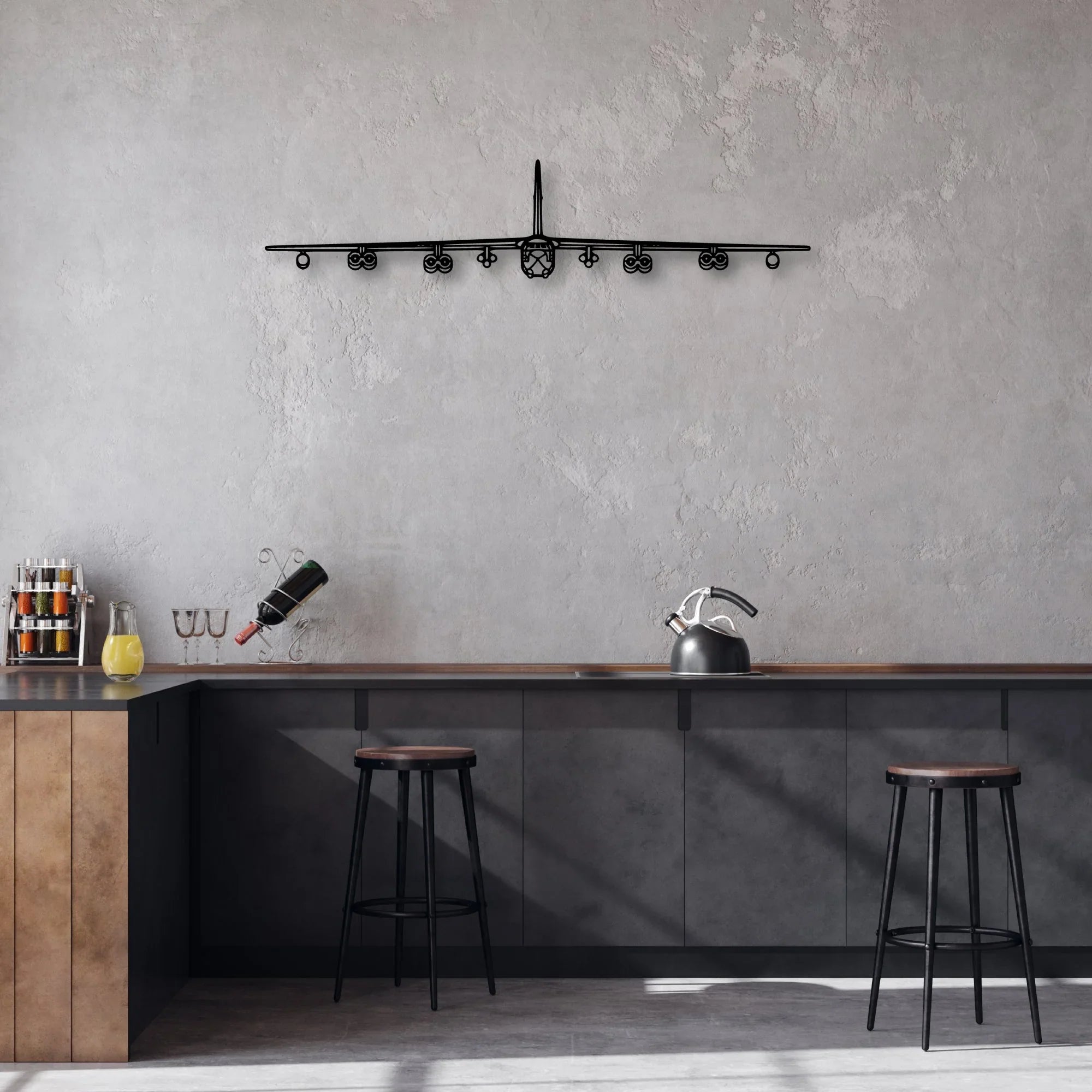 B-52H Stratofortress 2 Classic Aircraft Silhouette Metal Wall Art - Aviation Hangar Decor