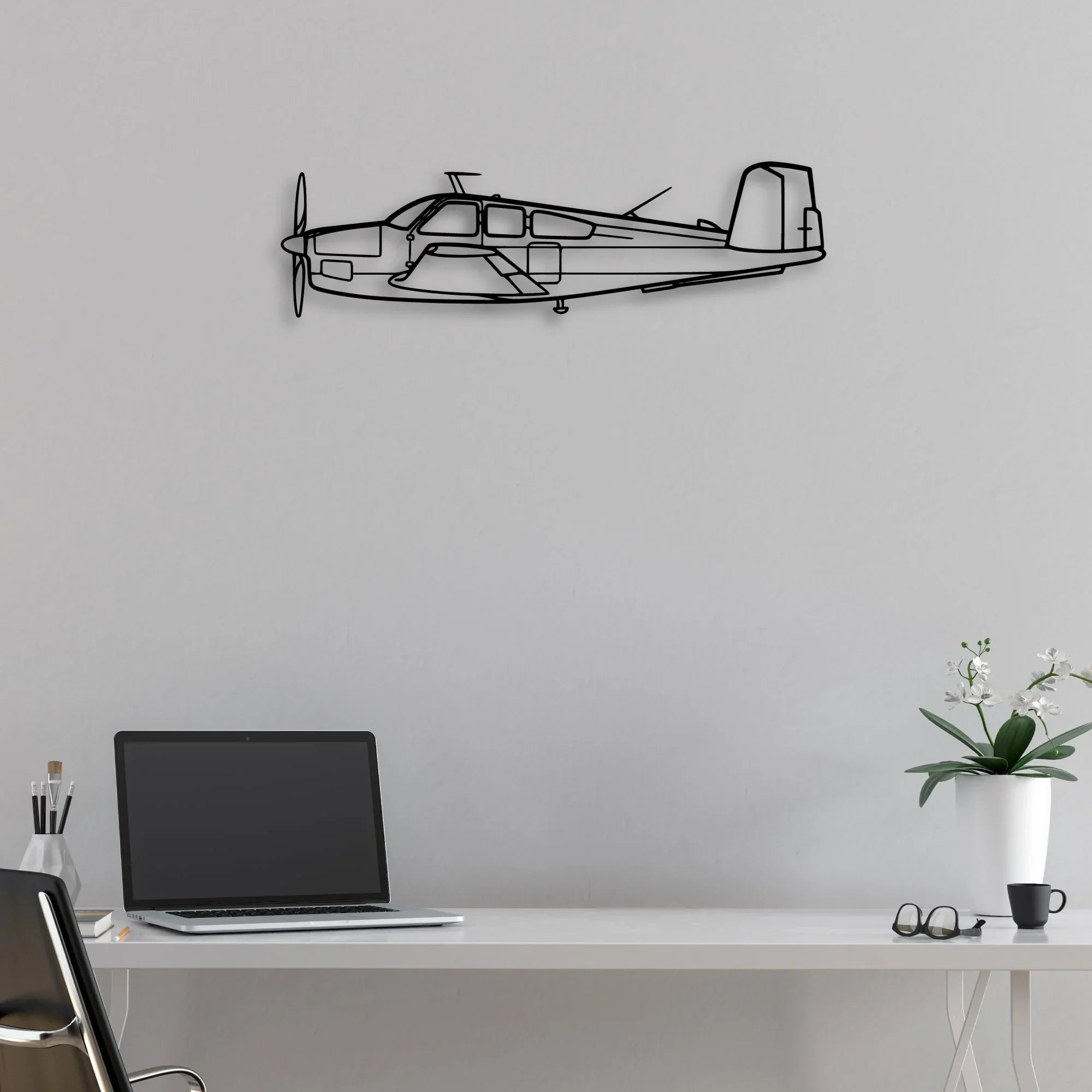Beechcraft V35 Classic Aircraft Silhouette Metal Wall Art - Aviation Hangar Decor