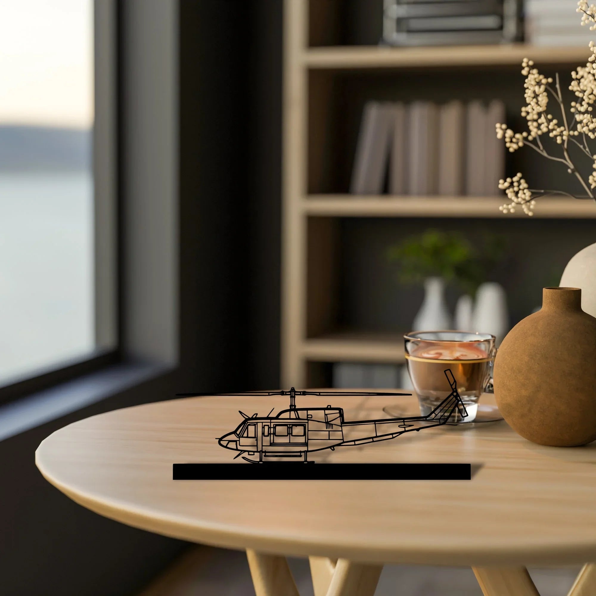 bell-212-sentry Silhouette Metal Art Stand - Turbo Silhouette